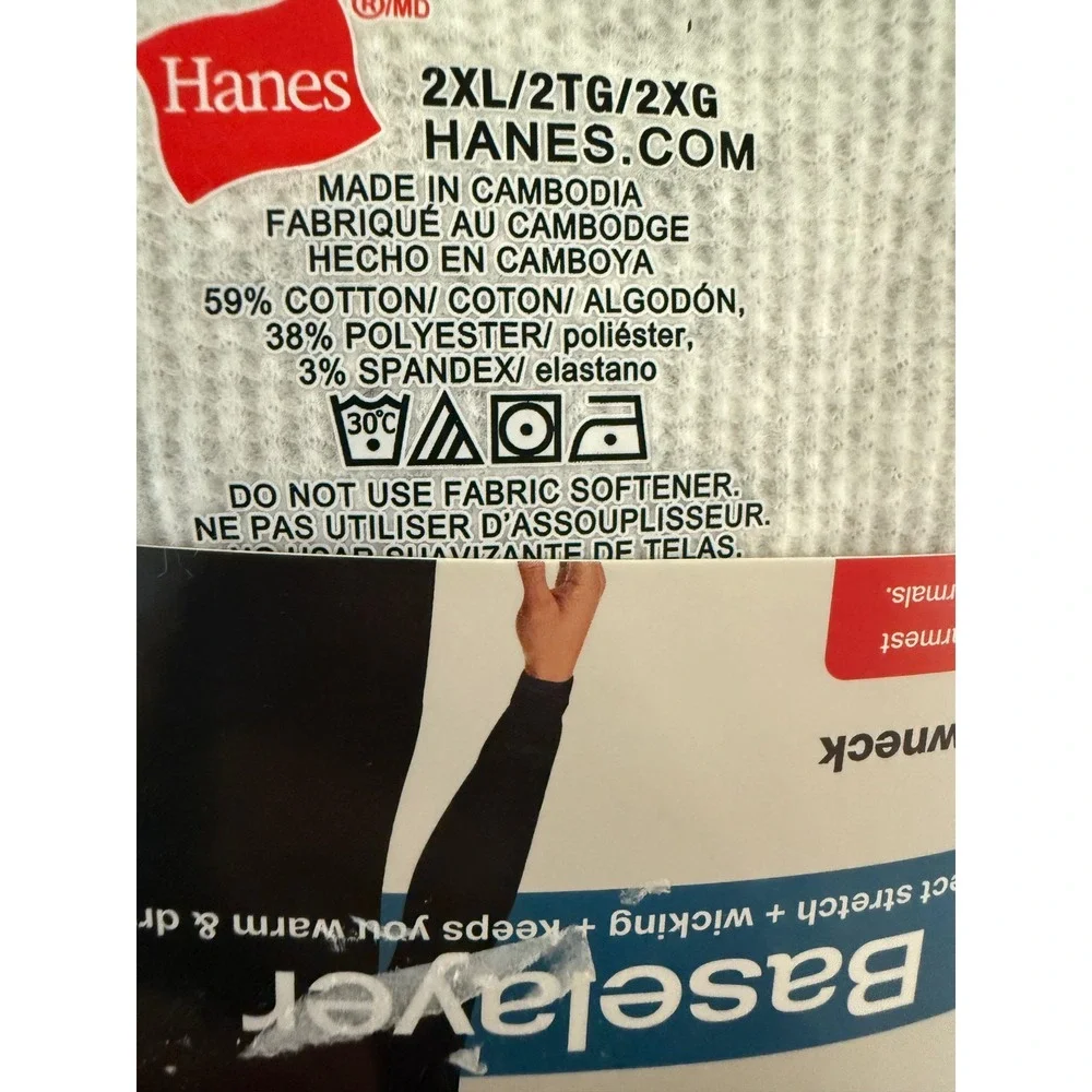 Hanes Premium Mens 2XL Baselayer Set Waffle Long Sleeve Shirt and‎ Pants Gray